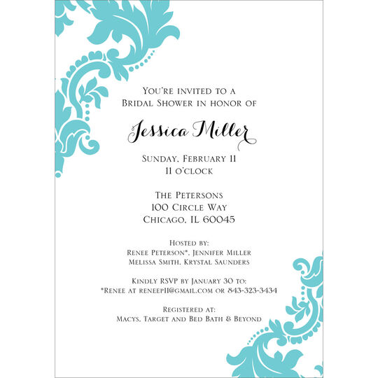Aqua Damask Invitations